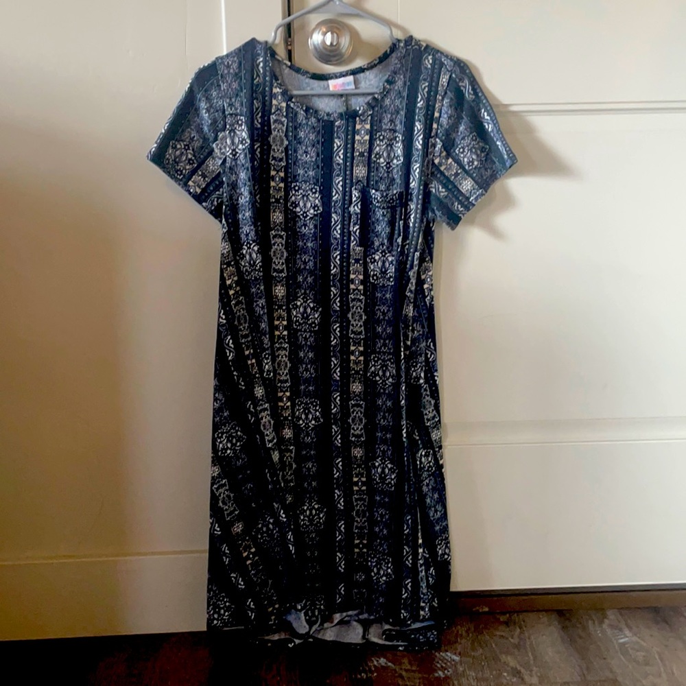 Lularoe black patterned dress. Like new condition
